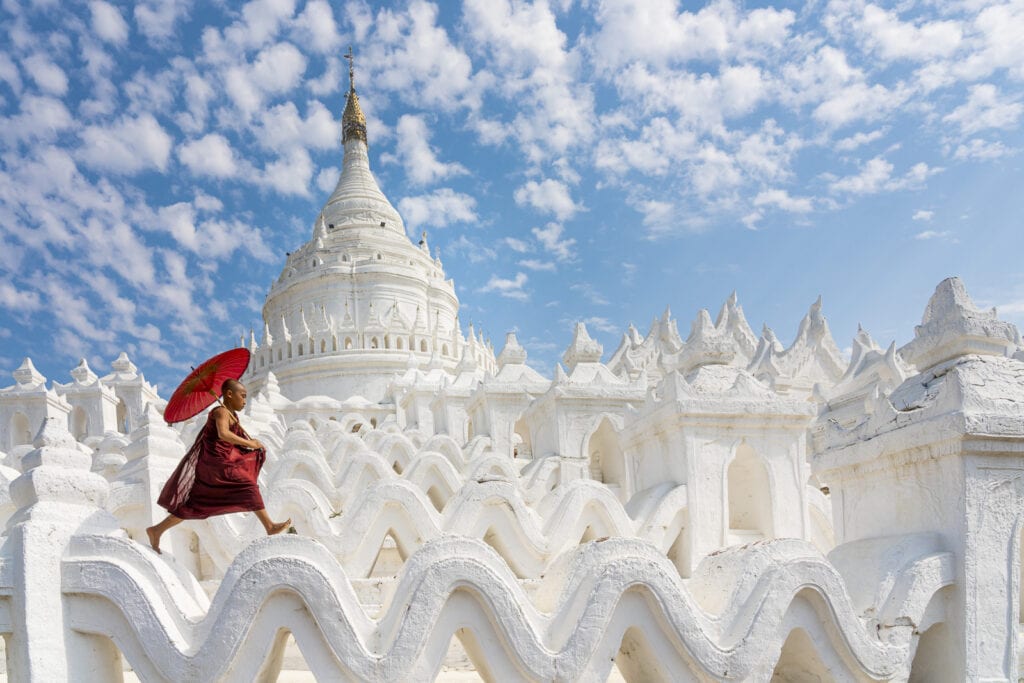 Novice monk at Hsinbyume pagoda, Mingun, Mandalay, Myanmar